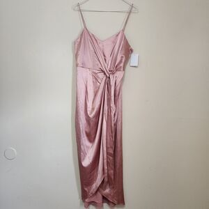 After Six Start Charmeuse Draped Midi Dress Desert Rose Size 8-R